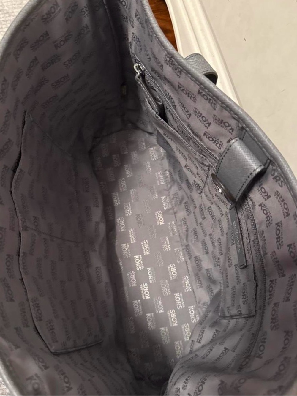 Michael Kors Gray Tote with Silver MK Emblem - Picture 4 of 4